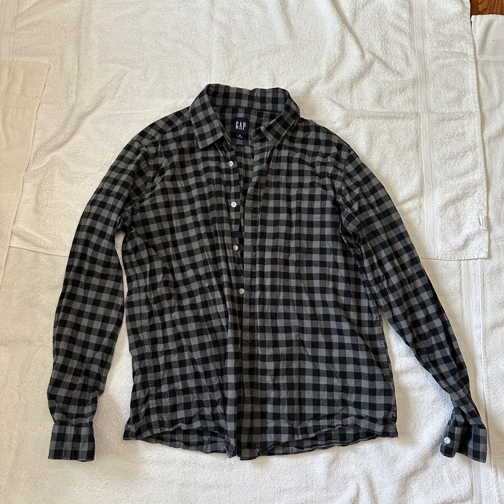 GAP Black and Gray Checkered Shirt
